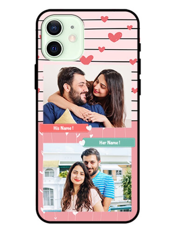 Custom Iphone 12 Custom Glass Mobile Case  - Photo with Heart Design