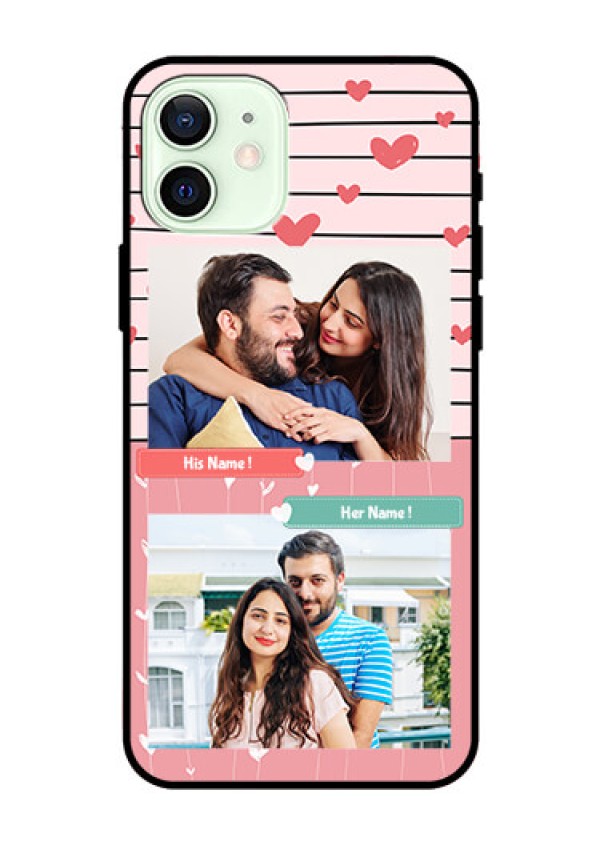 Iphone 12 Custom Glass Mobile Case  - Photo with Heart Design