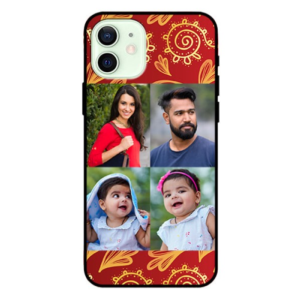 Iphone 12 Photo Printing on Glass Case - 4 Image Traditional Design Iphone 12 Photo Printing on Glass Case - 4 Image Traditional Design