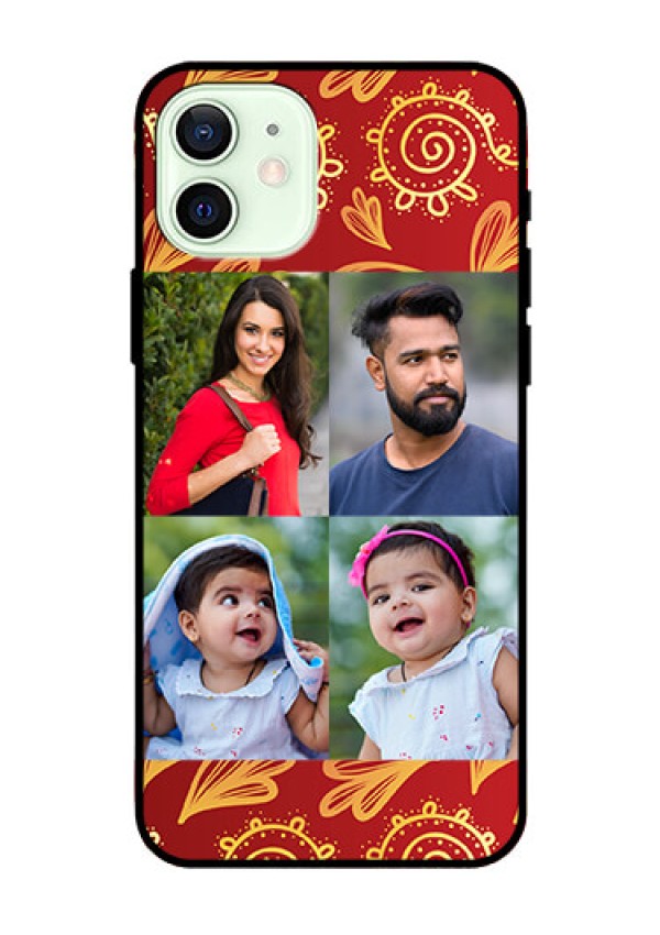Iphone 12 Photo Printing on Glass Case  - 4 Image Traditional Design