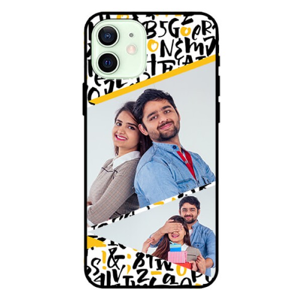 Iphone 12 Custom Glass Mobile Case - Letters Pattern Design Iphone 12 Custom Glass Mobile Case - Letters Pattern Design