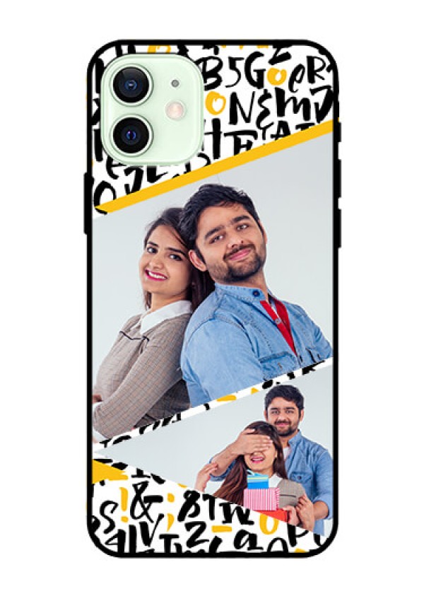 Iphone 12 Custom Glass Mobile Case  - Letters Pattern Design