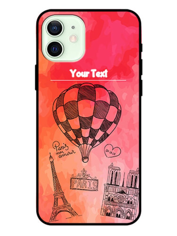 Custom Iphone 12 Custom Glass Phone Case  - Paris Theme Design
