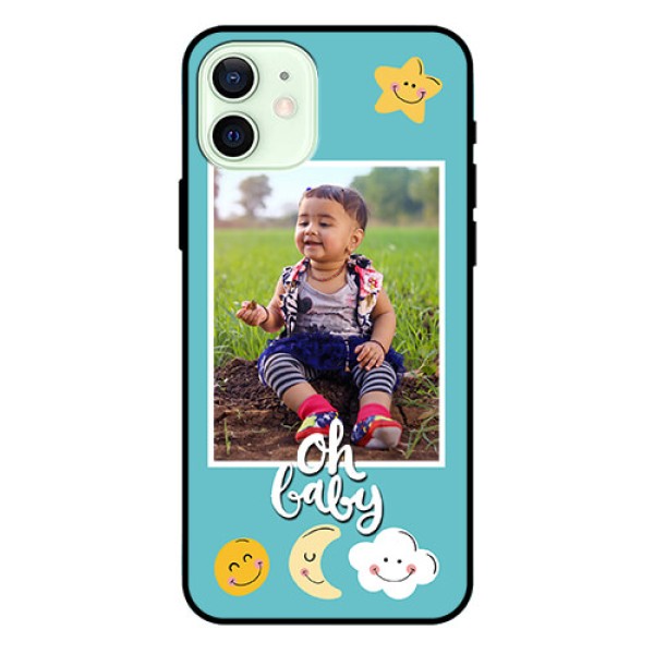 Iphone 12 Personalized Glass Phone Case  - Smiley Kids Stars Design