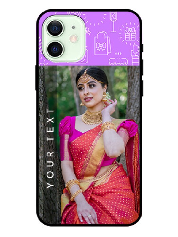 Custom Iphone 12 Custom Glass Mobile Case  - Birthday Icons Design