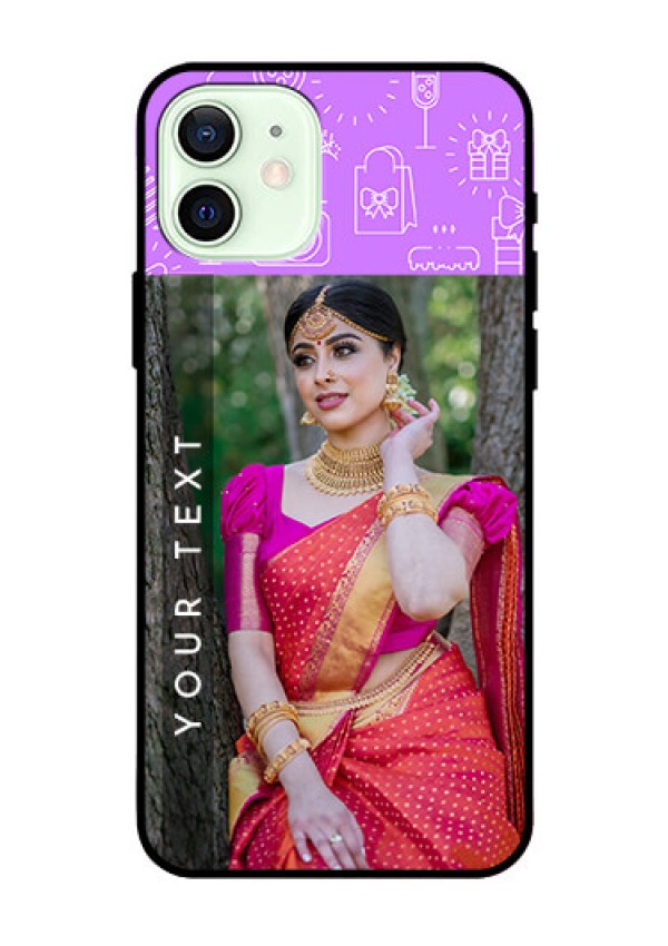 Iphone 12 Custom Glass Mobile Case  - Birthday Icons Design