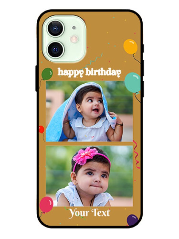 Custom Iphone 12 Personalized Glass Phone Case  - Image Holder with Birthday Celebrations Design