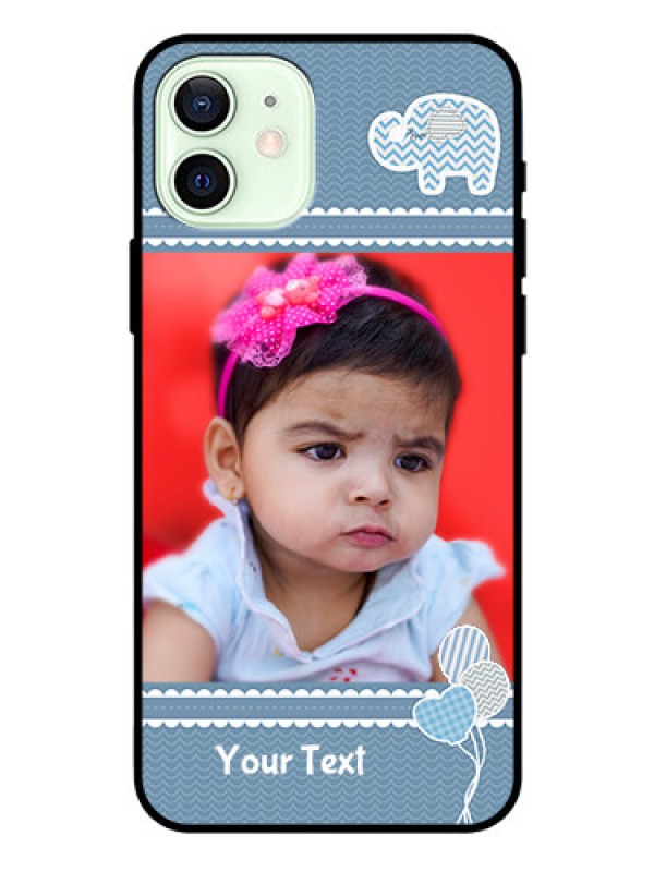 Custom Iphone 12 Photo Printing on Glass Case  - with Kids Pattern Design