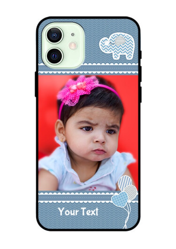 Iphone 12 Photo Printing on Glass Case  - with Kids Pattern Design
