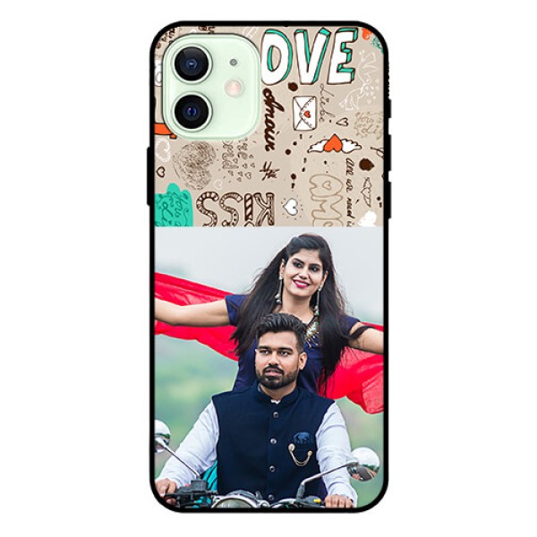 Iphone 12 Custom Glass Phone Case - Love Doodle Pattern Iphone 12 Custom Glass Phone Case - Love Doodle Pattern