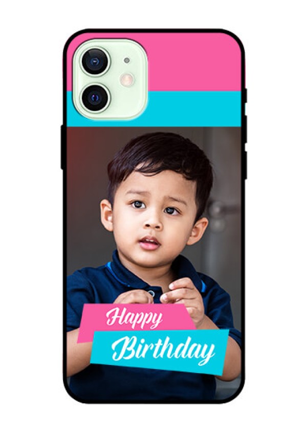 Iphone 12 Personalized Glass Phone Case  - Image Holder with 2 Color Design