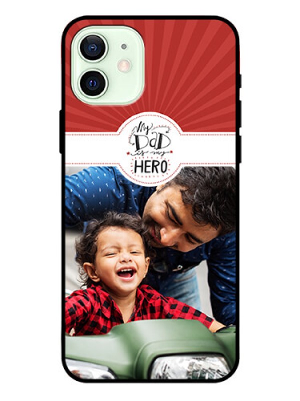 Custom Iphone 12 Photo Printing on Glass Case  - My Dad Hero Design