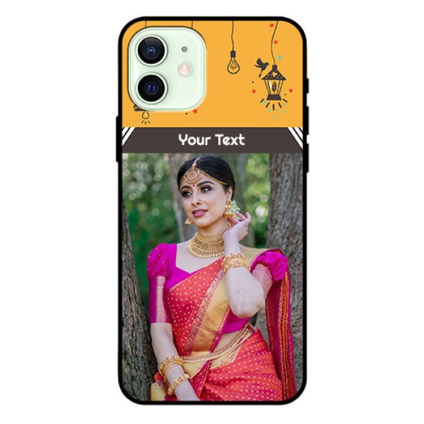 Iphone 12 Custom Glass Mobile Case  - with Family Picture and Icons 