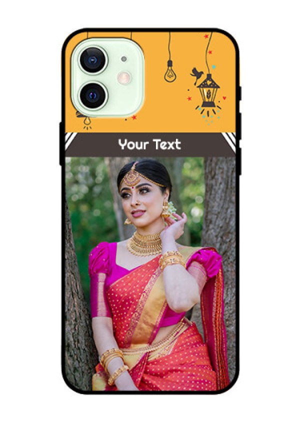 Iphone 12 Custom Glass Mobile Case  - with Family Picture and Icons 