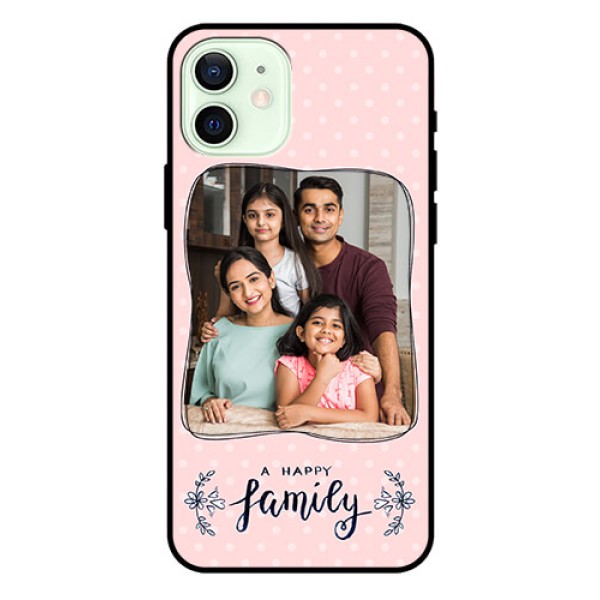 Iphone 12 Custom Glass Phone Case  - Family with Dots Design
