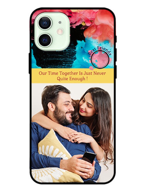 Custom Iphone 12 Custom Glass Mobile Case  - Quote with Acrylic Painting Design