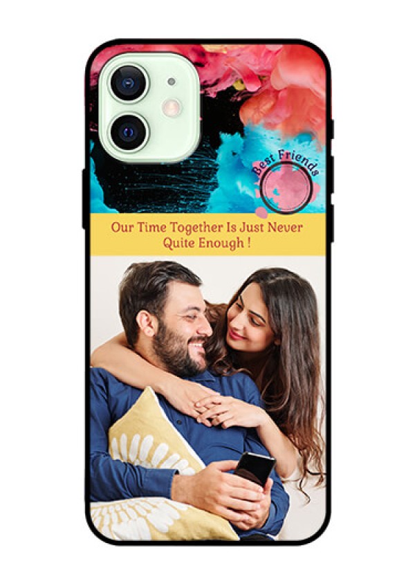 Iphone 12 Custom Glass Mobile Case  - Quote with Acrylic Painting Design