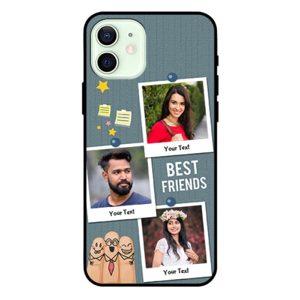 Iphone 12 Personalized Glass Phone Case - Sticky Frames and Friendship Design Iphone 12 Personalized Glass Phone Case - Sticky Frames and Friendship Design