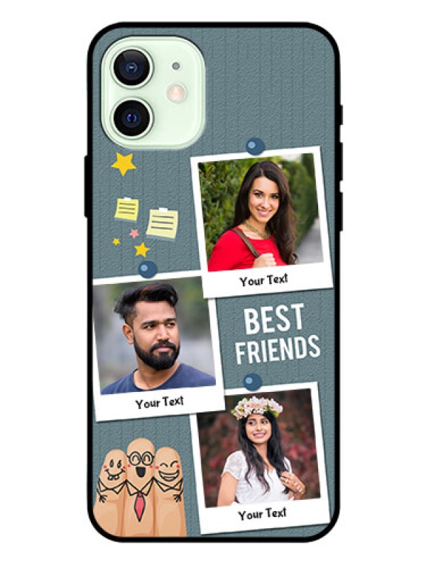 Custom Iphone 12 Personalized Glass Phone Case  - Sticky Frames and Friendship Design