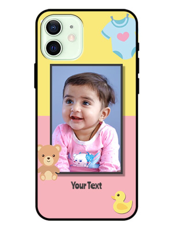 Custom Iphone 12 Photo Printing on Glass Case  - Kids 2 Color Design