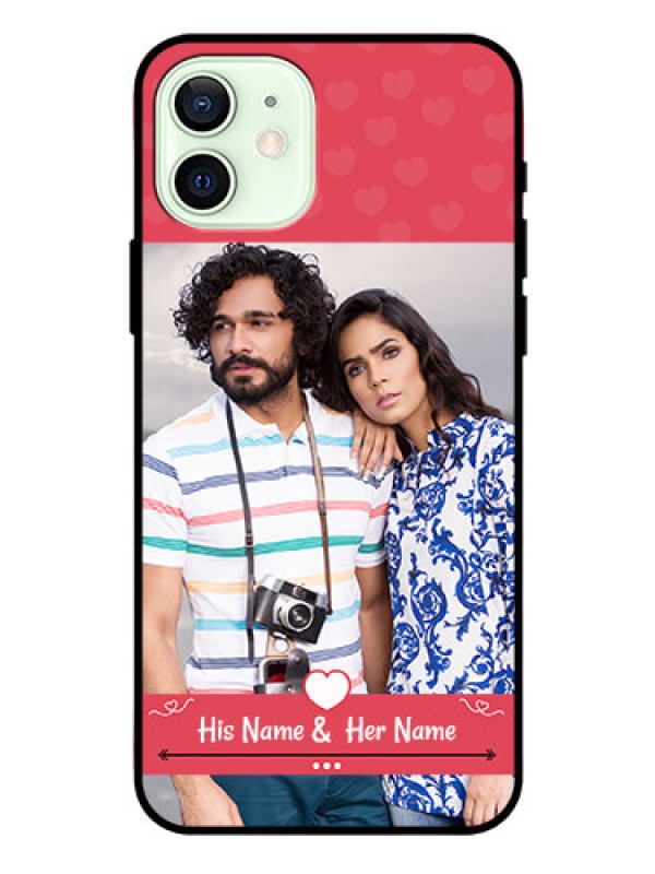 Custom Iphone 12 Photo Printing on Glass Case  - Simple Love Design