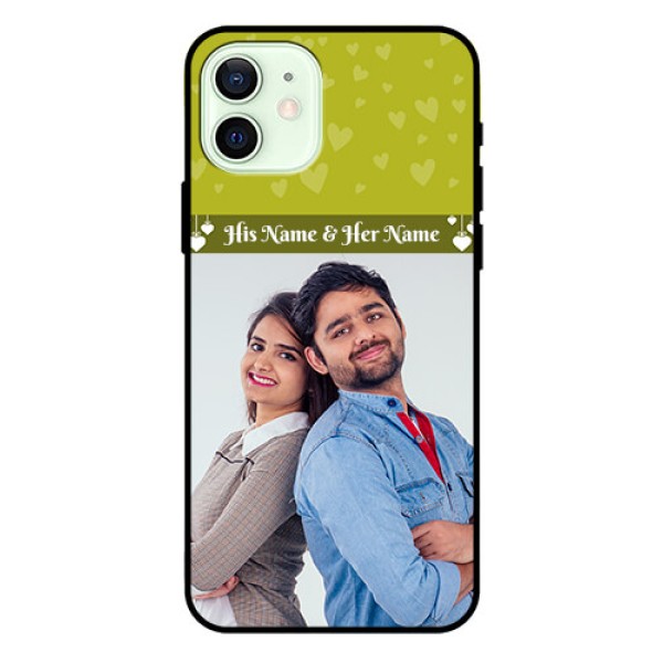 Iphone 12 Custom Glass Phone Case - You & Me Heart Design Iphone 12 Custom Glass Phone Case - You & Me Heart Design