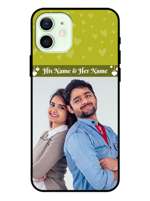 Custom Iphone 12 Custom Glass Phone Case  - You & Me Heart Design