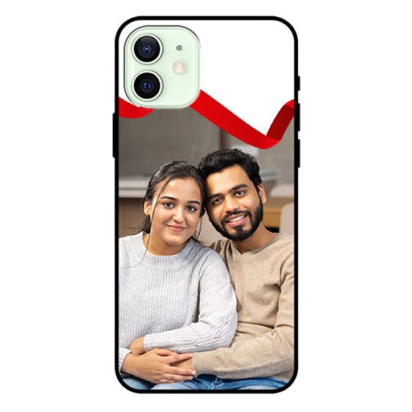 Iphone 12 Photo Printing on Glass Case - Red Ribbon Frame Design Iphone 12 Photo Printing on Glass Case - Red Ribbon Frame Design