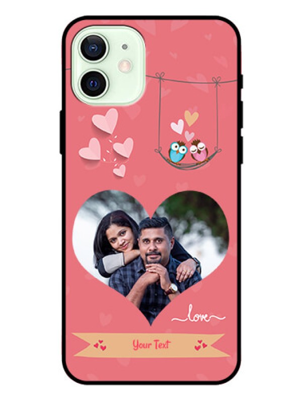 Custom Iphone 12 Personalized Glass Phone Case  - Peach Color Love Design 