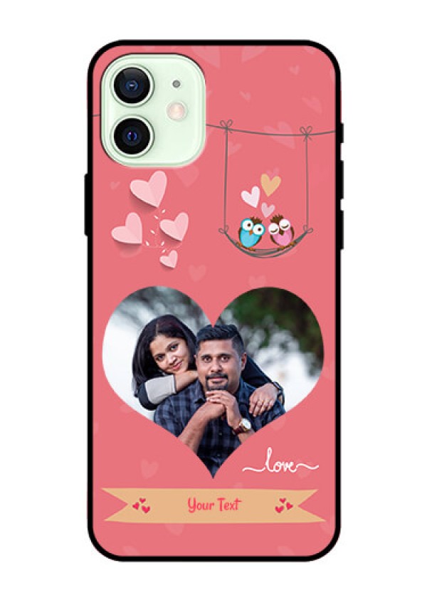 Iphone 12 Personalized Glass Phone Case  - Peach Color Love Design 
