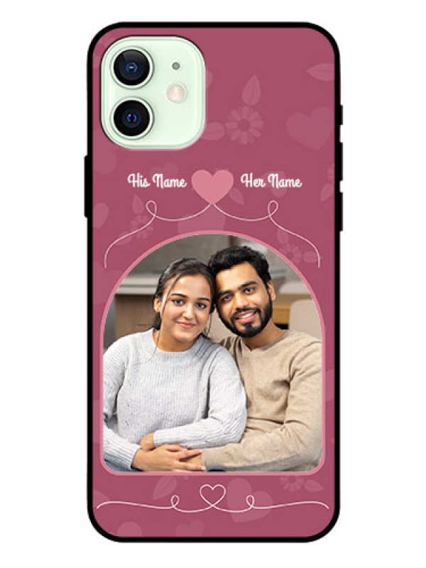 Custom Iphone 12 Photo Printing on Glass Case  - Love Floral Design