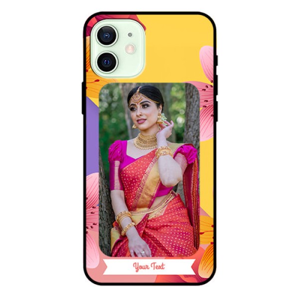 Iphone 12 Custom Glass Mobile Case  - 3 Image With Vintage Floral Design