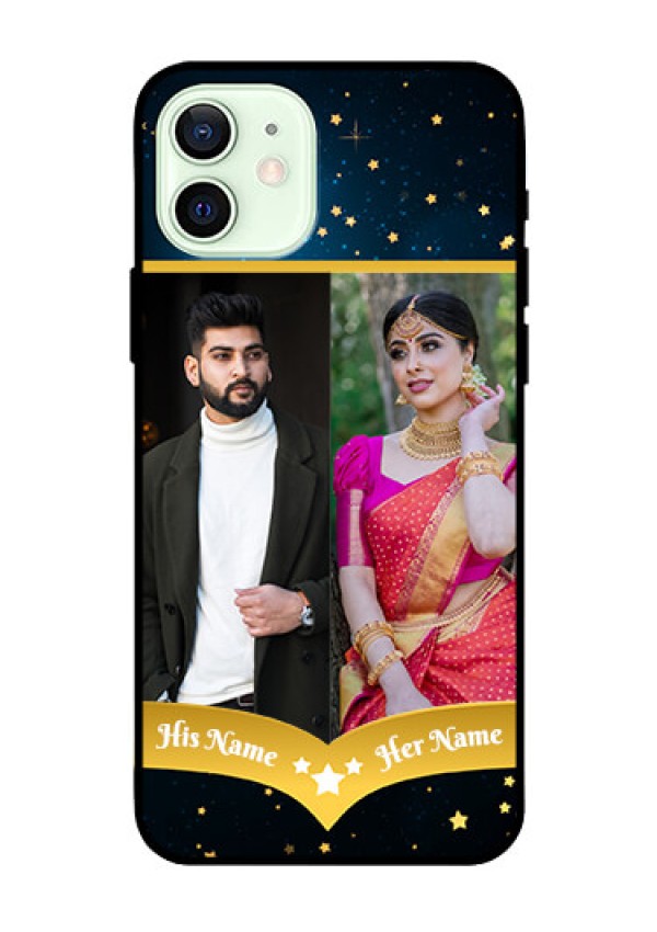 Iphone 12 Custom Glass Phone Case  - Galaxy Stars Backdrop Design
