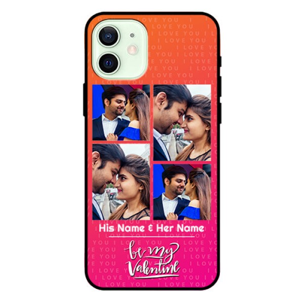 Iphone 12 Custom Glass Phone Case  - I Love You Pink Design