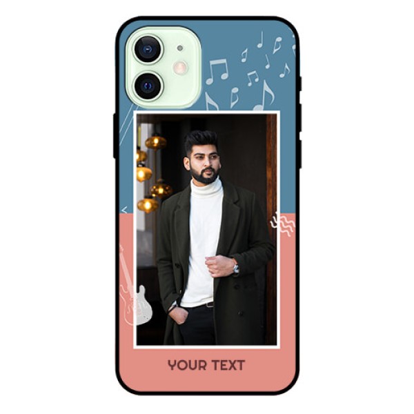 Iphone 12 Photo Printing on Glass Case  - with Color Musical Note Design