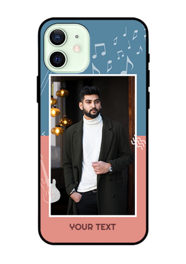 Iphone 12 Photo Printing on Glass Case  - with Color Musical Note Design
