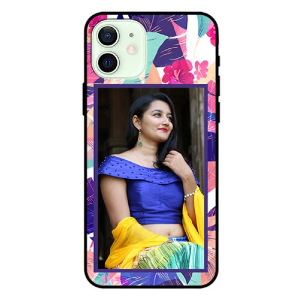 Iphone 12 Custom Glass Mobile Case - Abstract Floral Design Iphone 12 Custom Glass Mobile Case - Abstract Floral Design