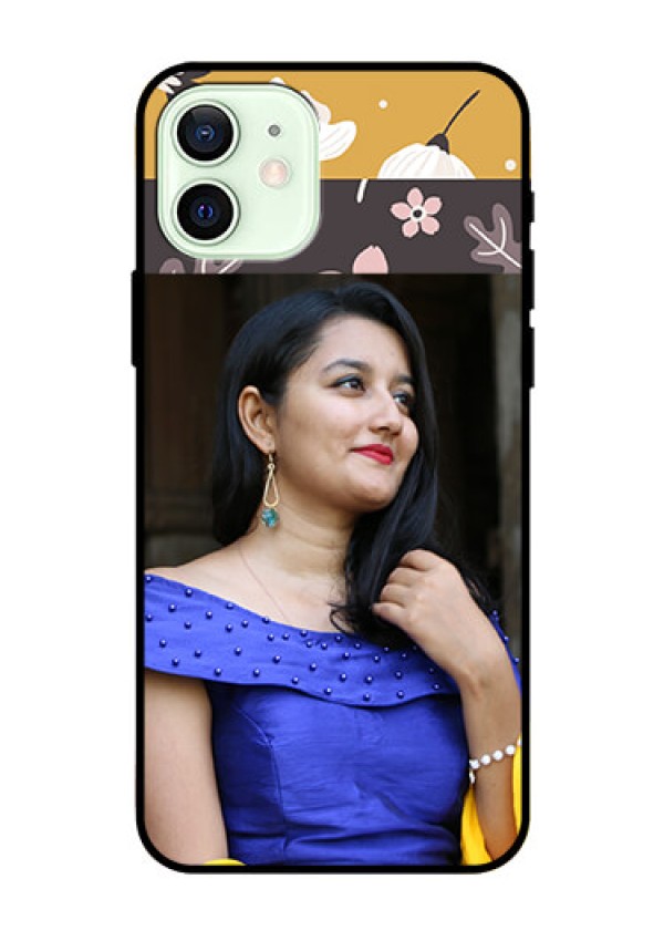 Iphone 12 Custom Glass Phone Case  - Stylish Floral Design