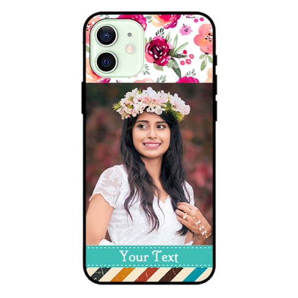 Iphone 12 Custom Glass Phone Case  - Watercolor Floral Design