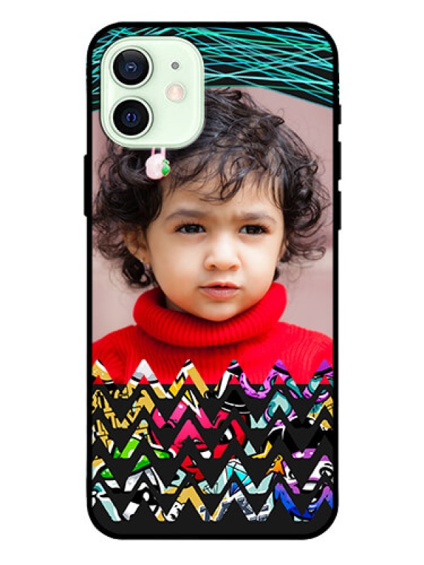Custom Iphone 12 Personalized Glass Phone Case  - Neon Abstract Design
