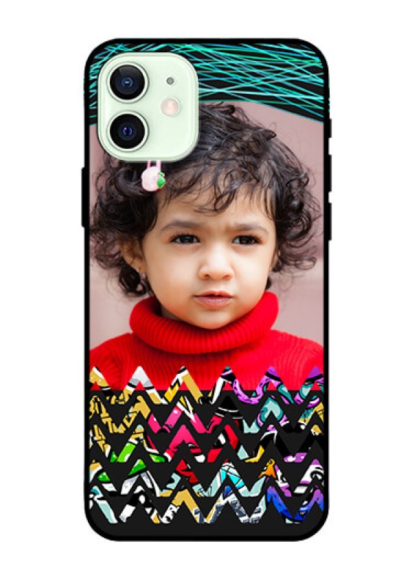 Iphone 12 Personalized Glass Phone Case  - Neon Abstract Design