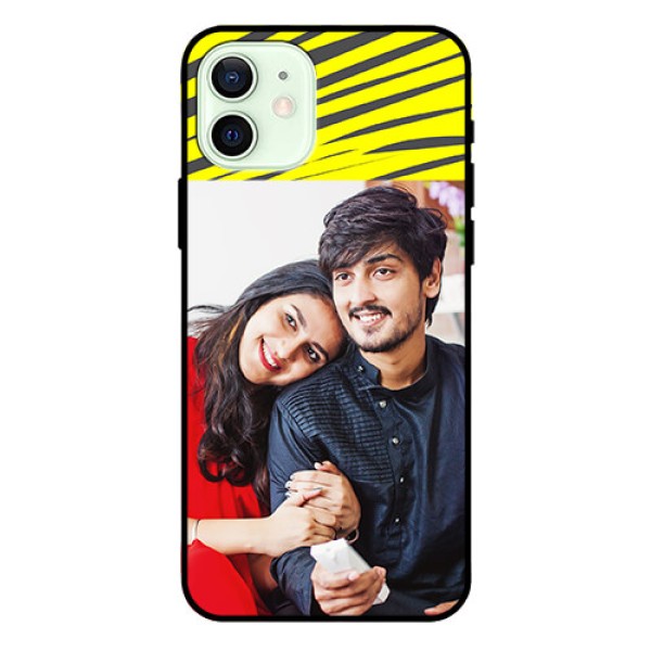 Iphone 12 Photo Printing on Glass Case  - Yellow Abstract Design
