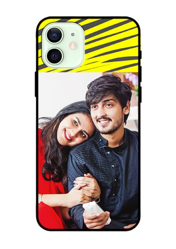 Iphone 12 Photo Printing on Glass Case  - Yellow Abstract Design