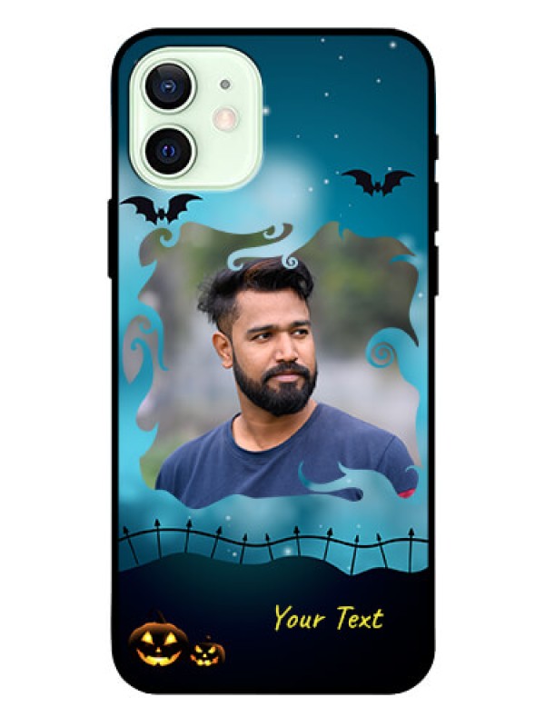 Custom Iphone 12 Custom Glass Phone Case  - Halloween frame design