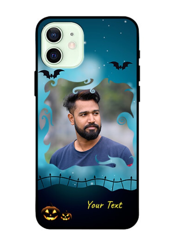 Iphone 12 Custom Glass Phone Case  - Halloween frame design