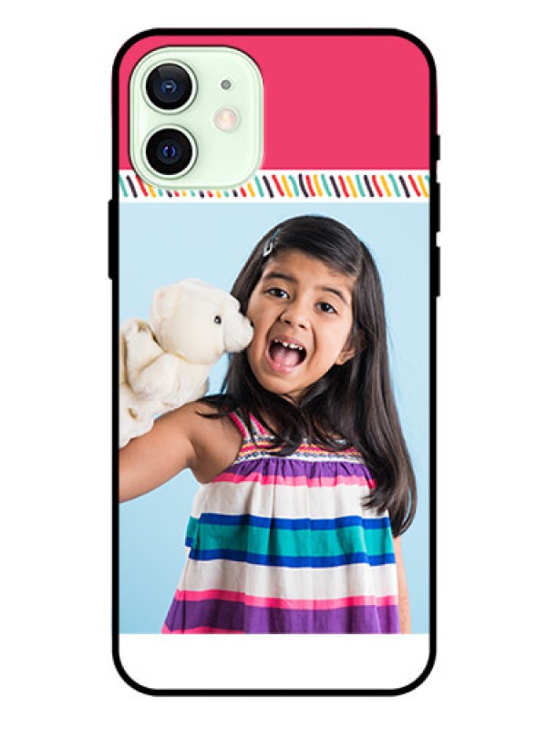 Custom Iphone 12 Personalized Glass Phone Case  - Line art design