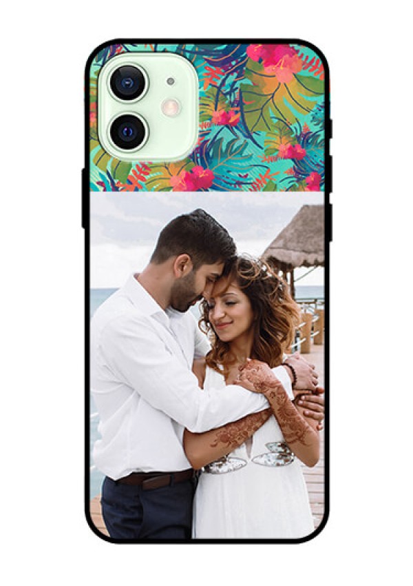 Iphone 12 Photo Printing on Glass Case  - Watercolor Floral Design