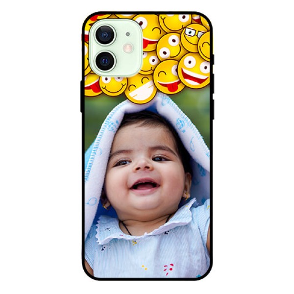 Iphone 12 Custom Glass Mobile Case  - with Smiley Emoji Design