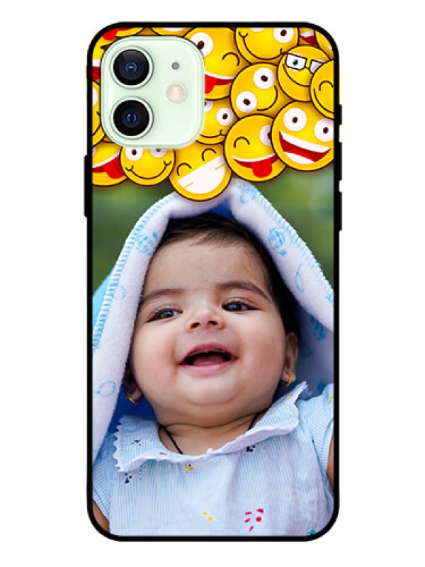 Custom Iphone 12 Custom Glass Mobile Case  - with Smiley Emoji Design