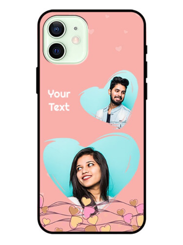 Custom Iphone 12 Custom Glass Mobile Case  - Love Doodle Design